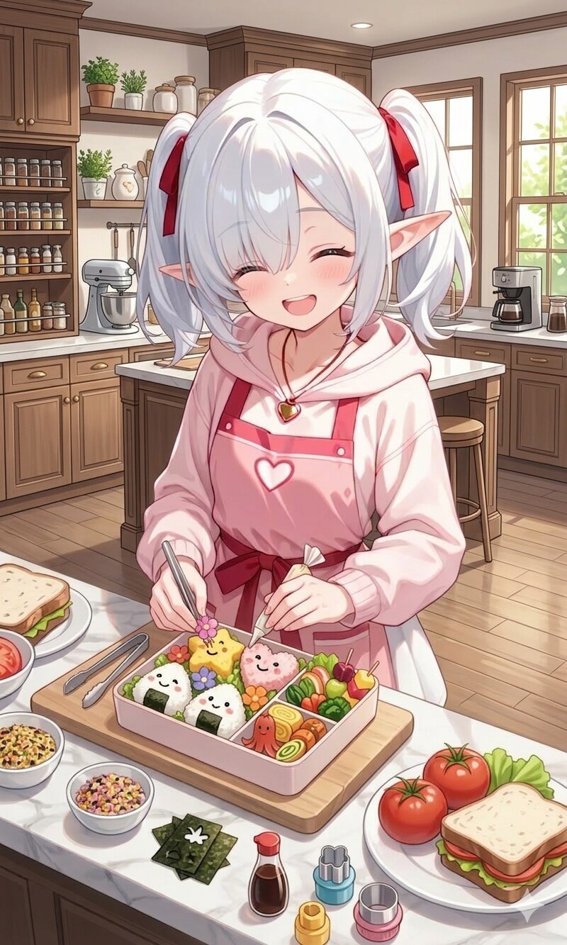 お弁当を作るシロネさん