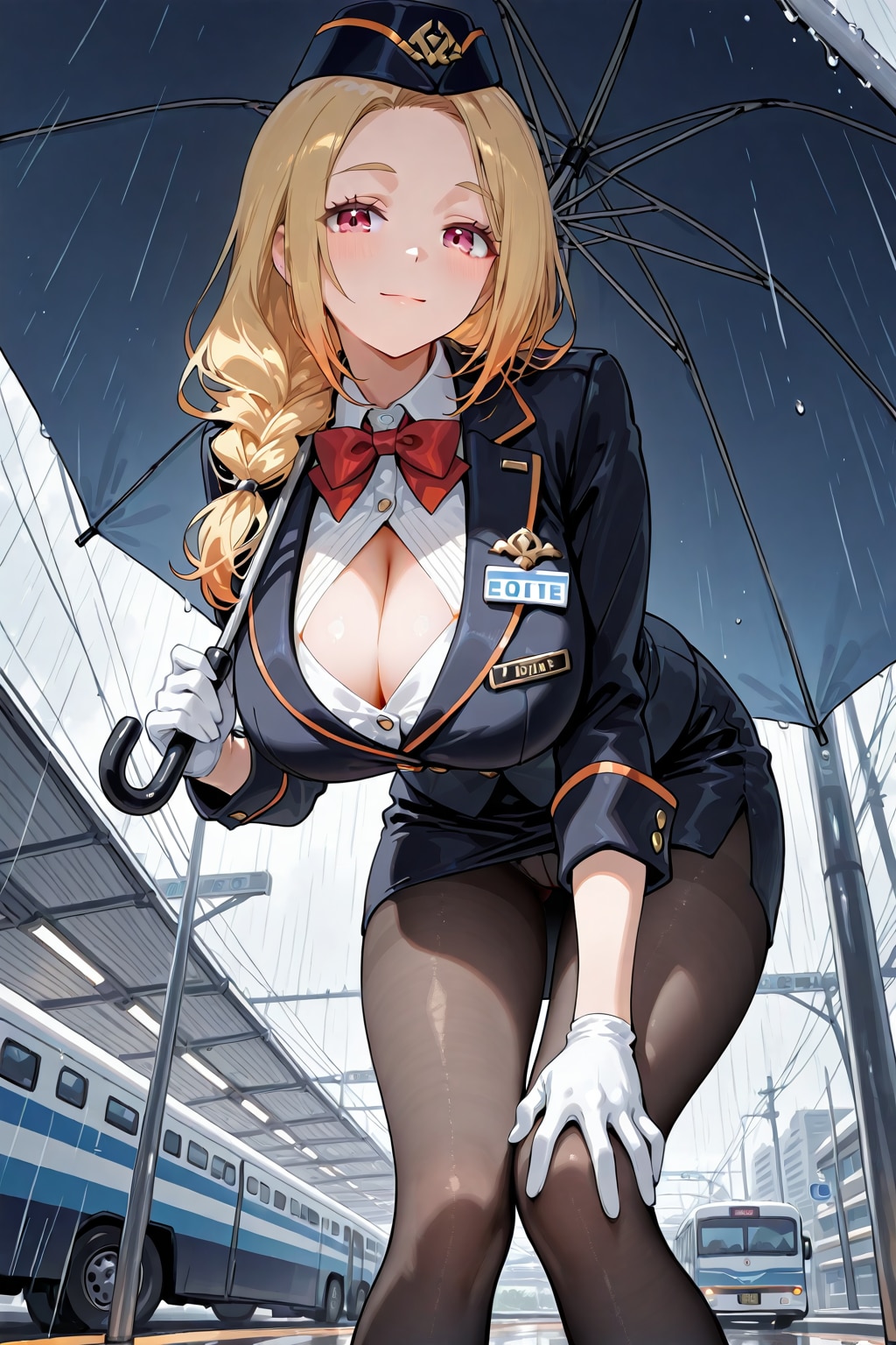 迷子に優しく話しかけるバスガイドさん