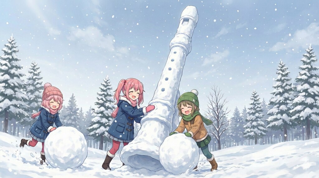 リコーダーの雪像