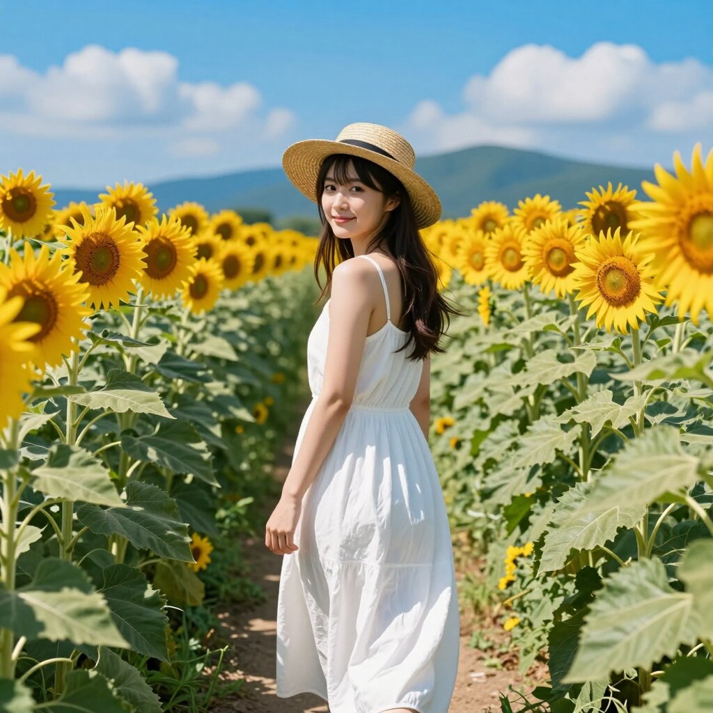 ひまわり畑にて
