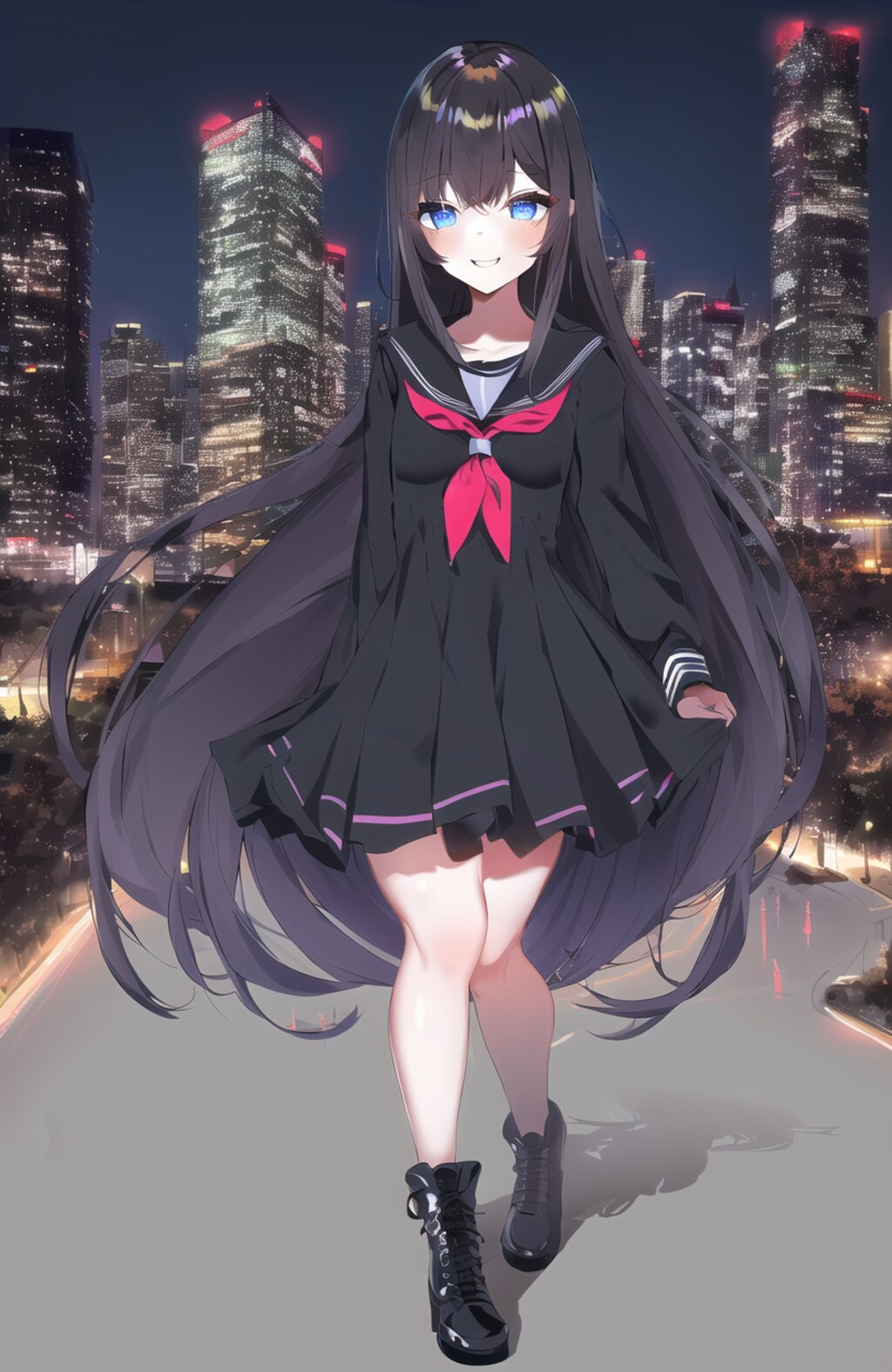 黒セーラーも似合う黒髪ロングちゃん