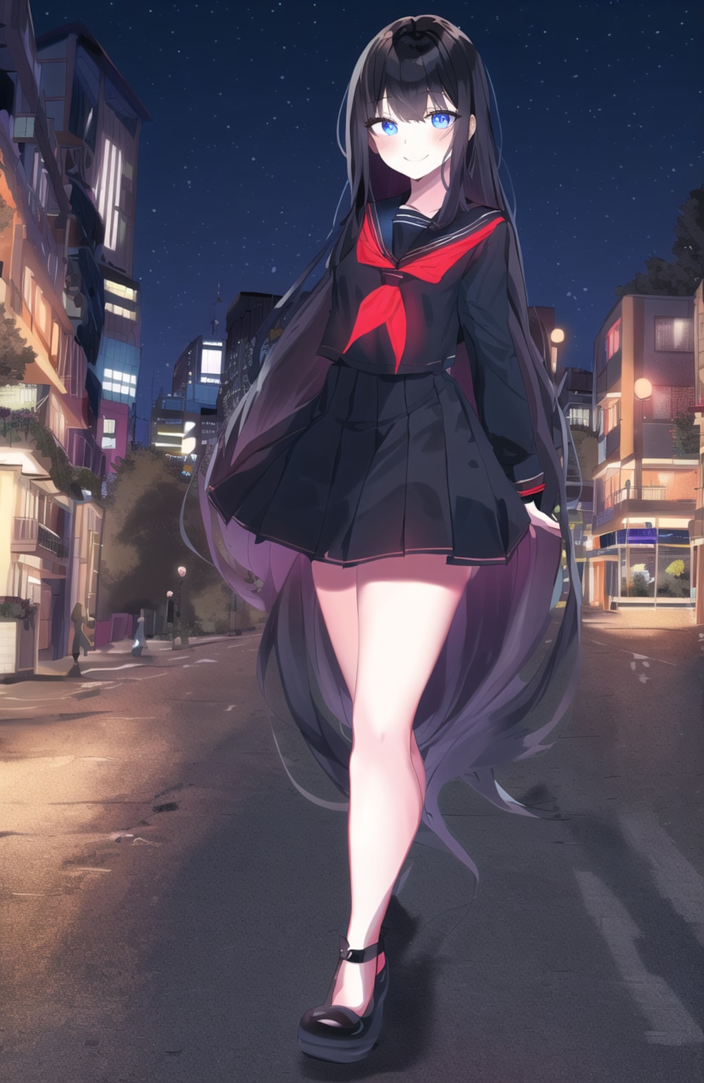 黒セーラーも似合う黒髪ロングちゃん
