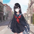 黒セーラーも似合う黒髪ロングちゃん 2枚目