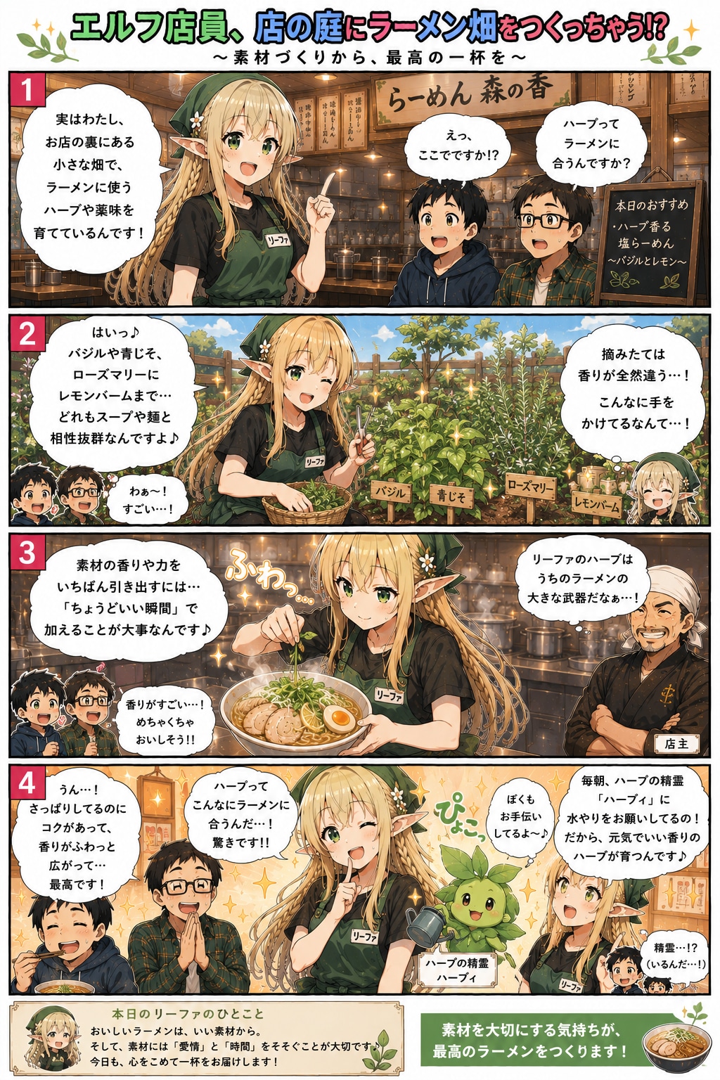 ラーメ屋で働くエルフの女の子