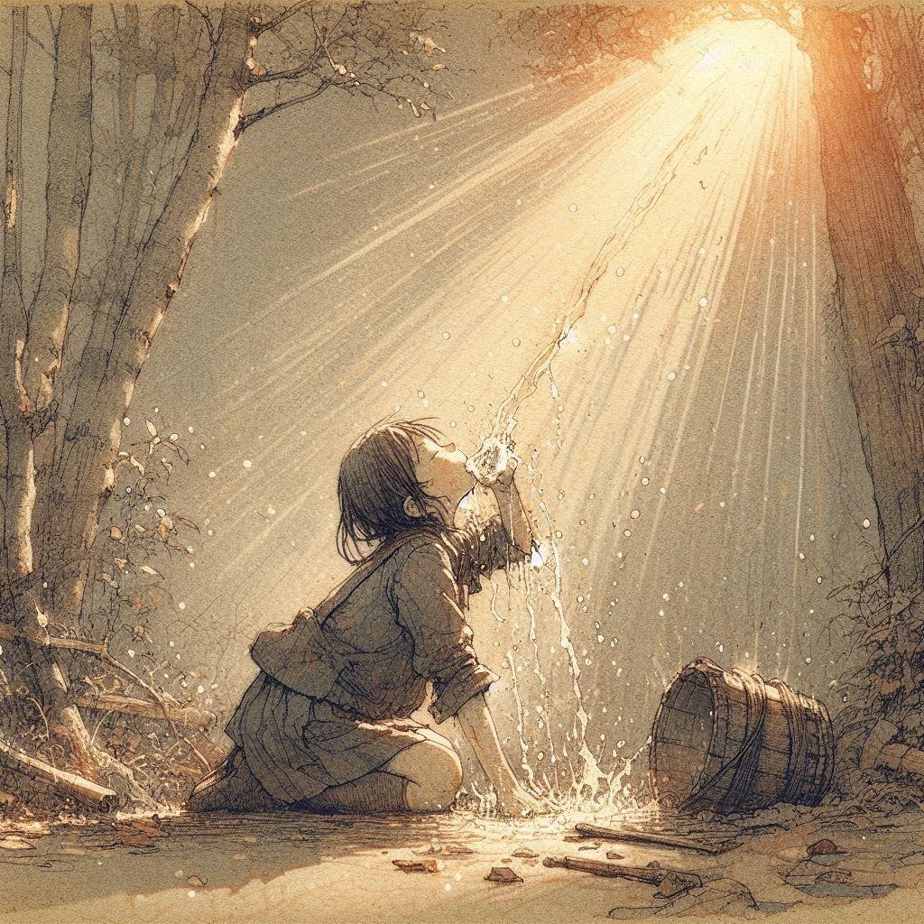 水を飲む少女⑥