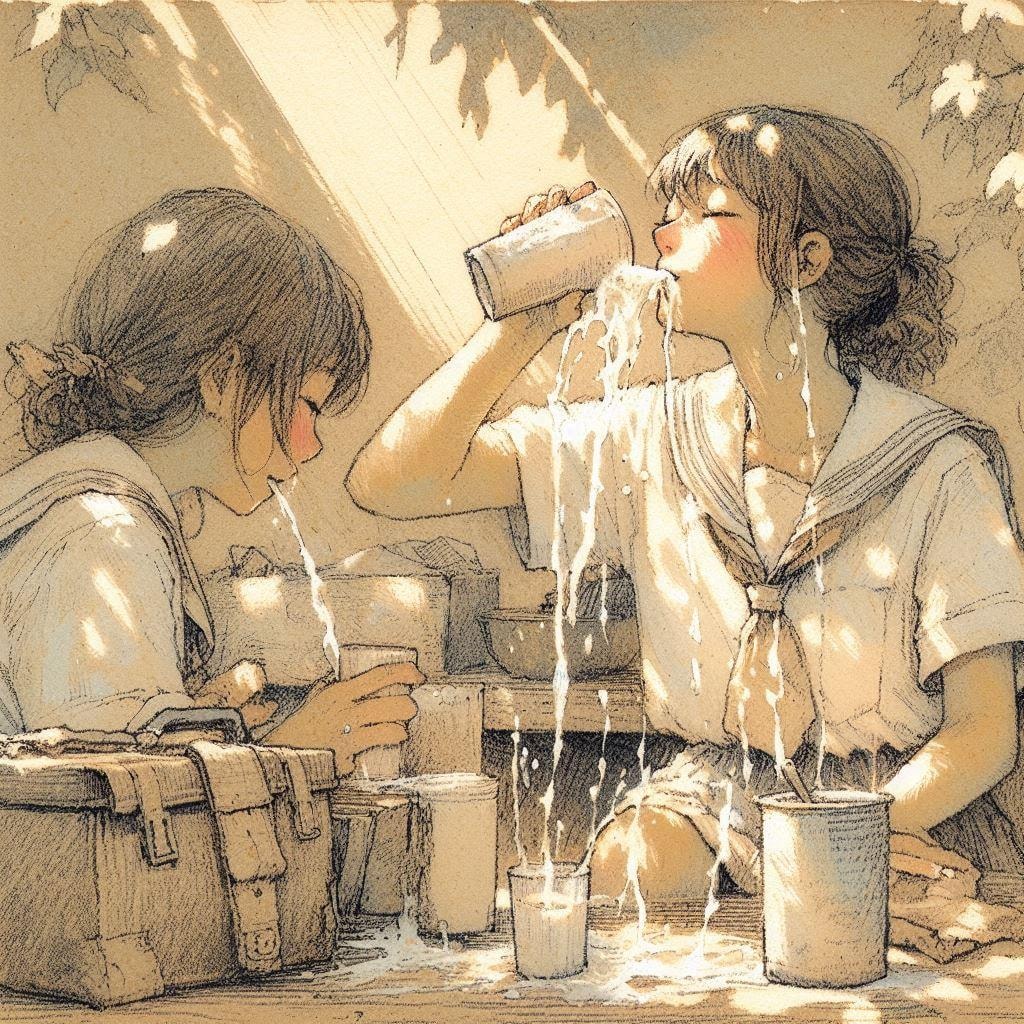 水を飲む少女⑥