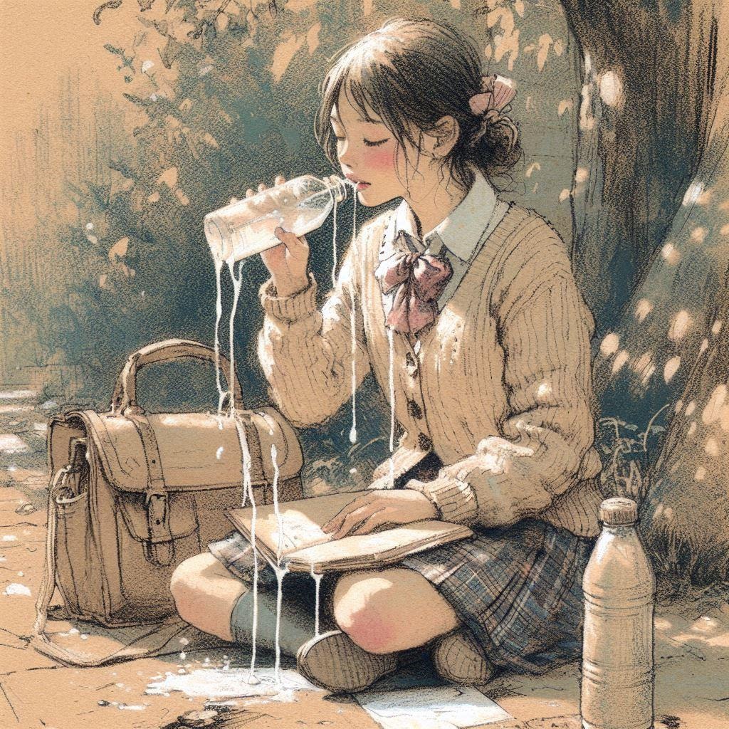水を飲む少女⑥