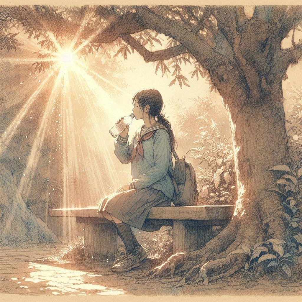 水を飲む少女⑥