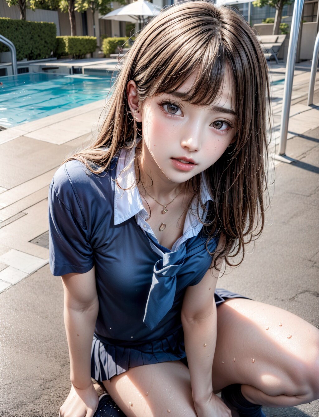 制服が濡れてて風邪引きそうだけどそのままでいて欲しい女の子