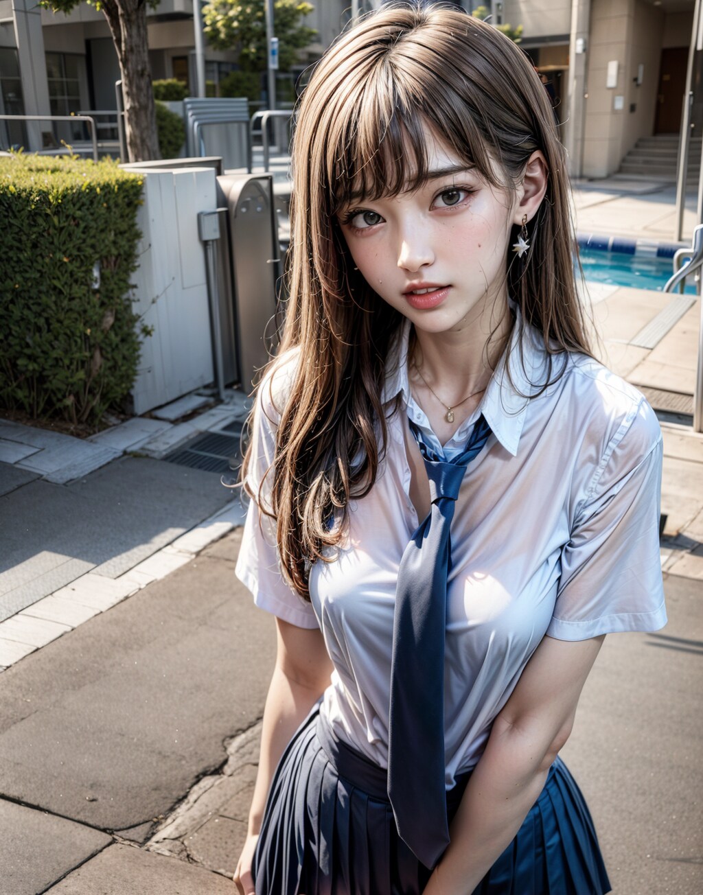 制服が濡れてて風邪引きそうだけどそのままでいて欲しい女の子