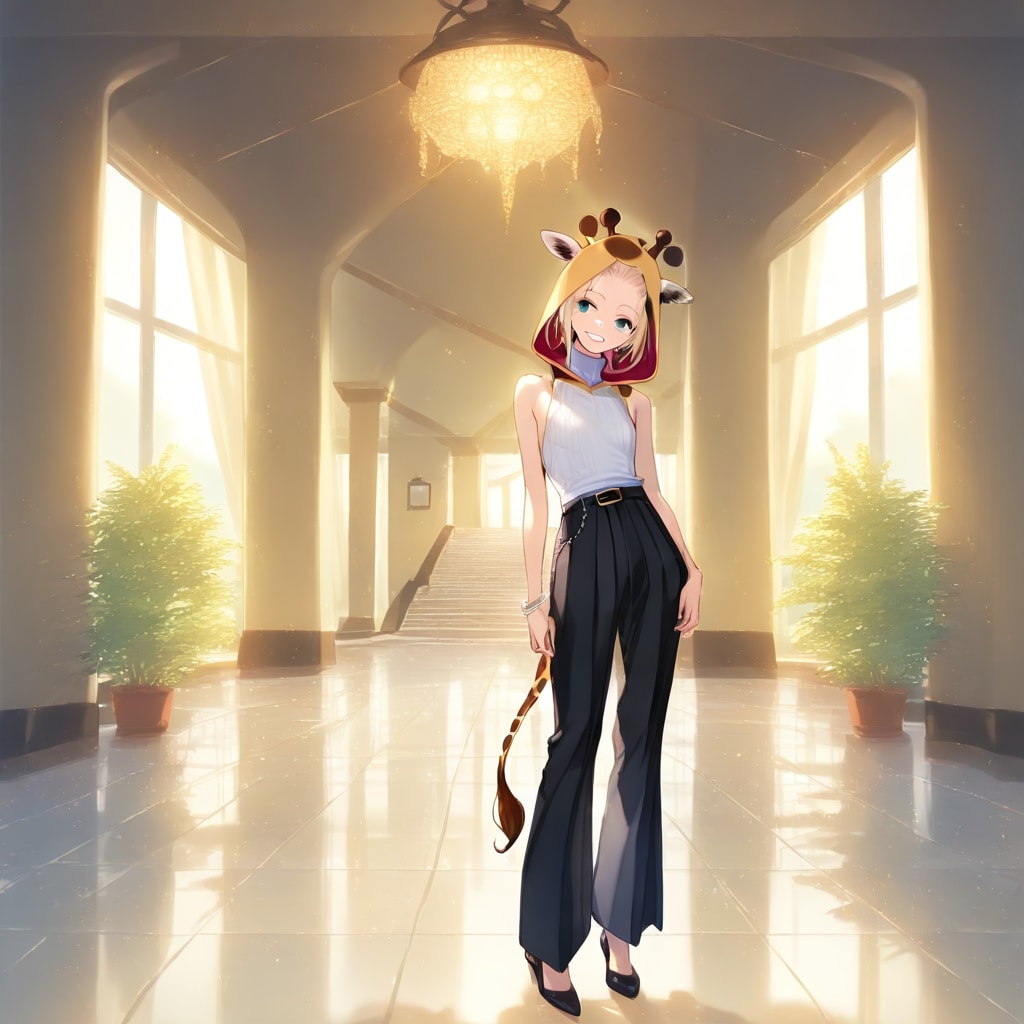 ビルの中のアニマルフーディーちび子ちゃん