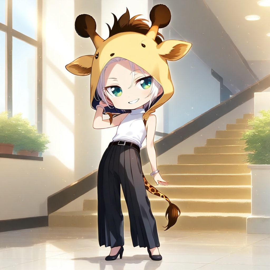 ビルの中のアニマルフーディーちび子ちゃん