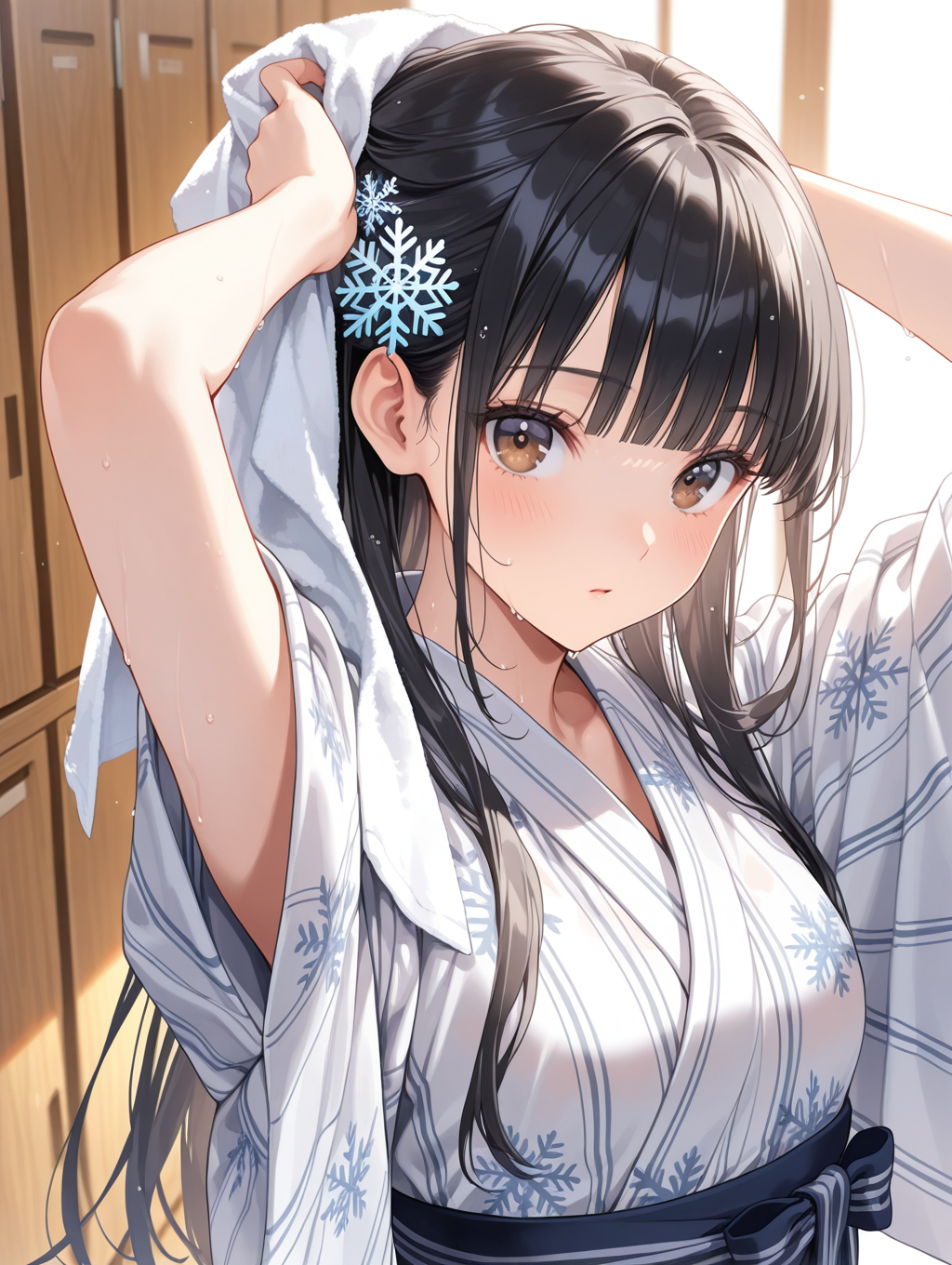 いわしまん家の雪音様 温泉上がりに髪を乾かしている〇〇ちゃんシリーズ