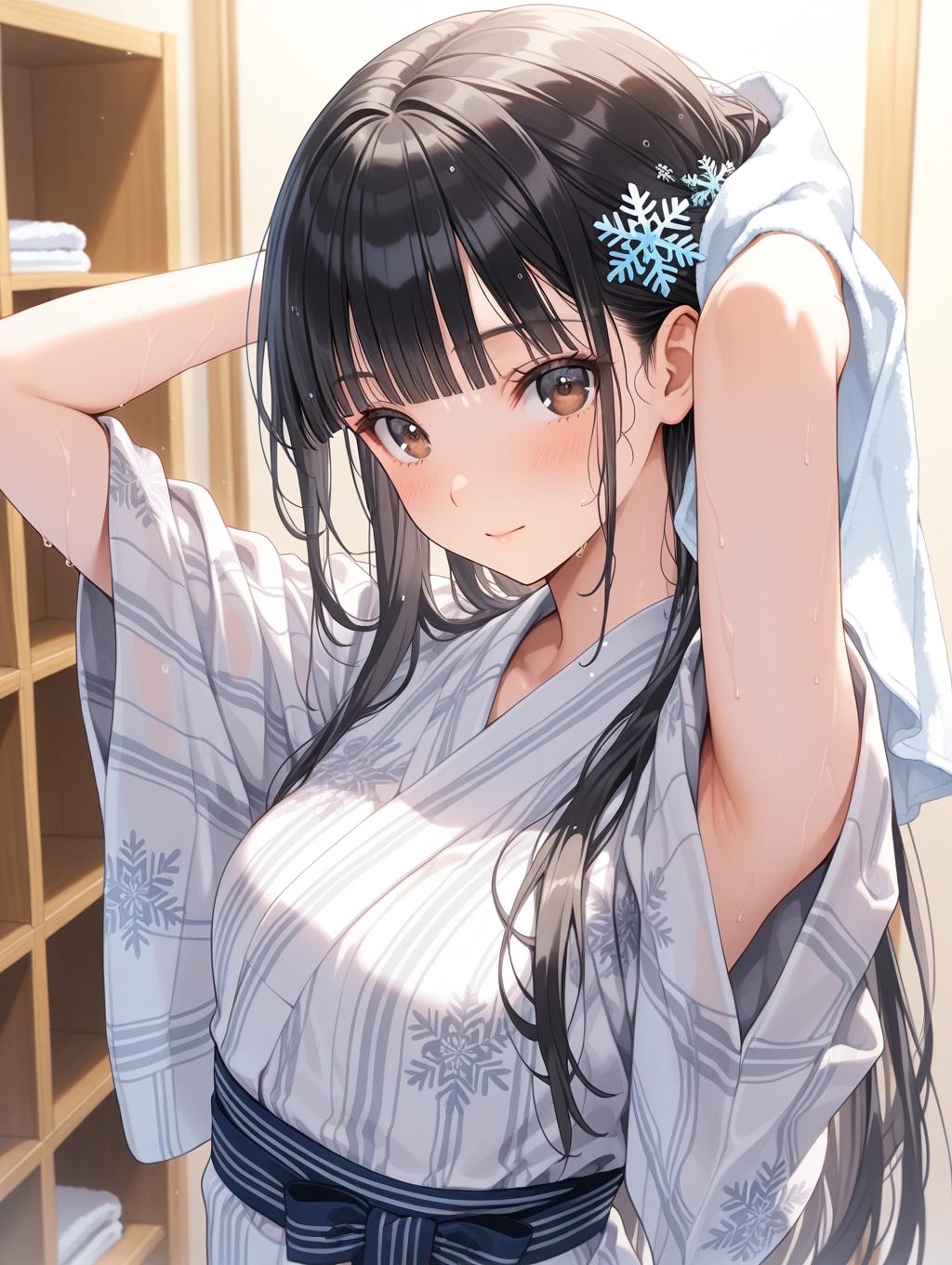 いわしまん家の雪音様 温泉上がりに髪を乾かしている〇〇ちゃんシリーズ