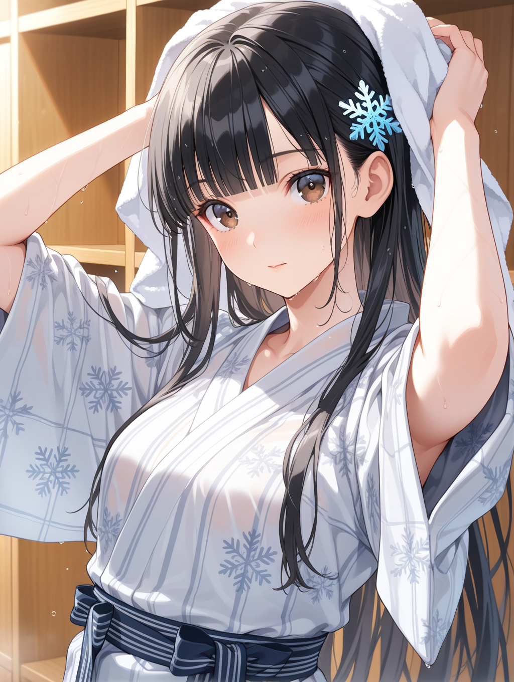 いわしまん家の雪音様 温泉上がりに髪を乾かしている〇〇ちゃんシリーズ