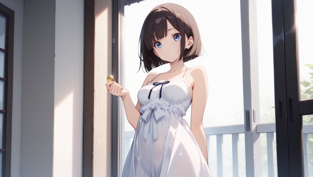 白いワンピースを着たりかちゃん