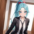 蒼髪貧乳ちゃん_02_制服 5枚目