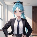 蒼髪貧乳ちゃん_02_制服 4枚目