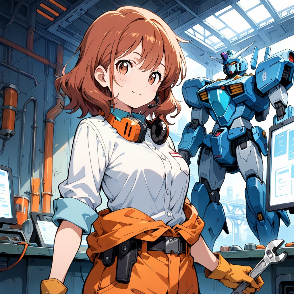 近未来アニメのメカニック先輩