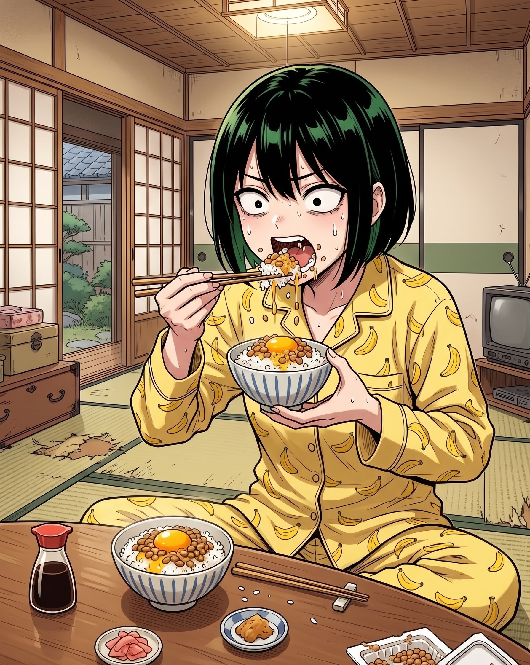 卵かけ納豆が昼ごはんですｗ | の人気AIイラスト・グラビア