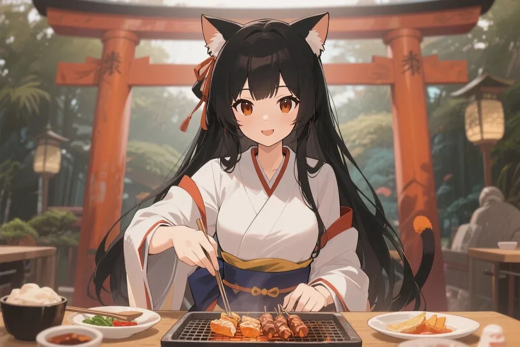 一人焼肉をするさくらちゃん