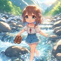 夏河を越すうれしさよ手に草履・女の子・ちびキャラ編 2枚目