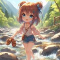 夏河を越すうれしさよ手に草履・女の子・ちびキャラ編 4枚目