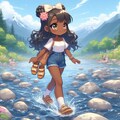 夏河を越すうれしさよ手に草履・女の子・ちびキャラ編 3枚目