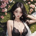 草むらに横たわる下着の女性 2枚目