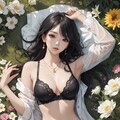 草むらに横たわる下着の女性 4枚目