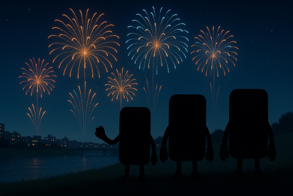 スマホたちの花火大会