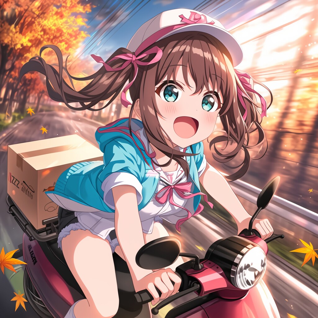 バイクでピザを配達