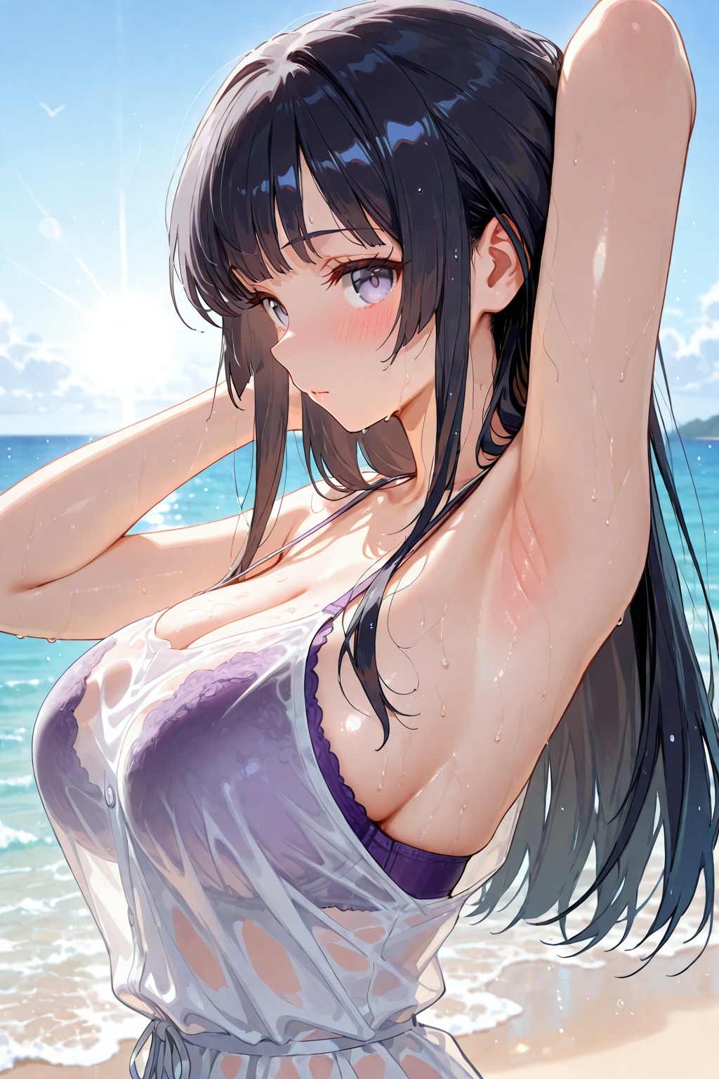 黒髪ちゃんの脇と横乳🩷