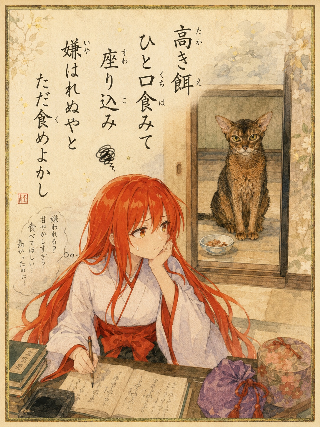 猫ちゃんと一緒　気に入らない餌 | の人気AIイラスト・グラビア
