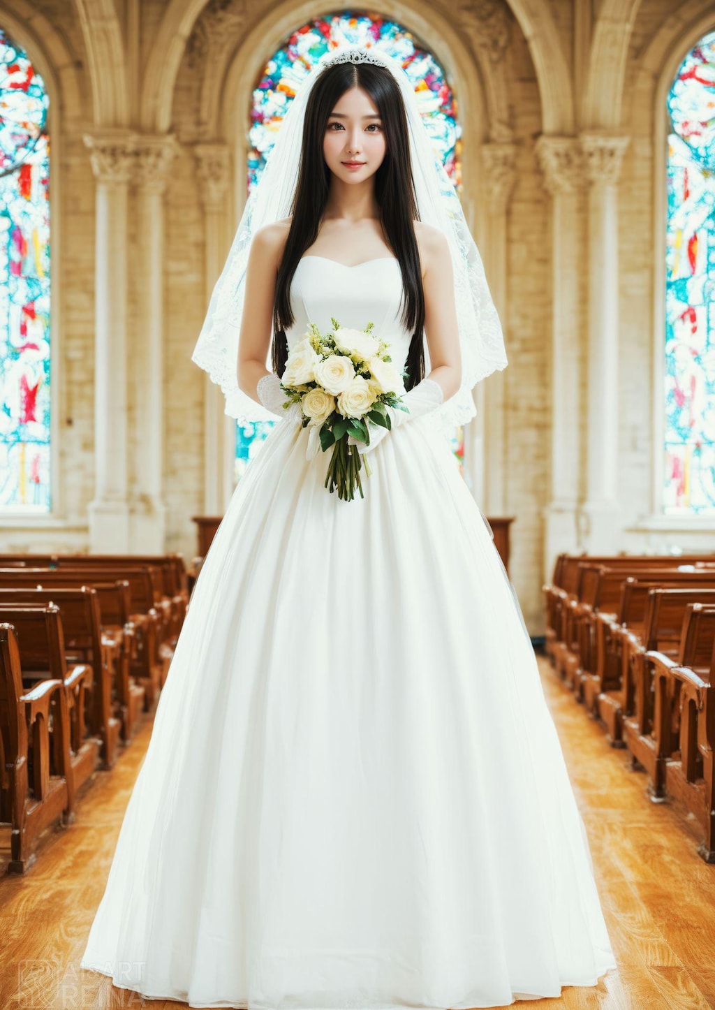 しずか 教会 ウエディング 全身