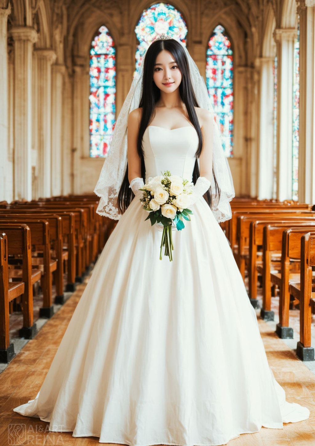 しずか 教会 ウエディング 全身