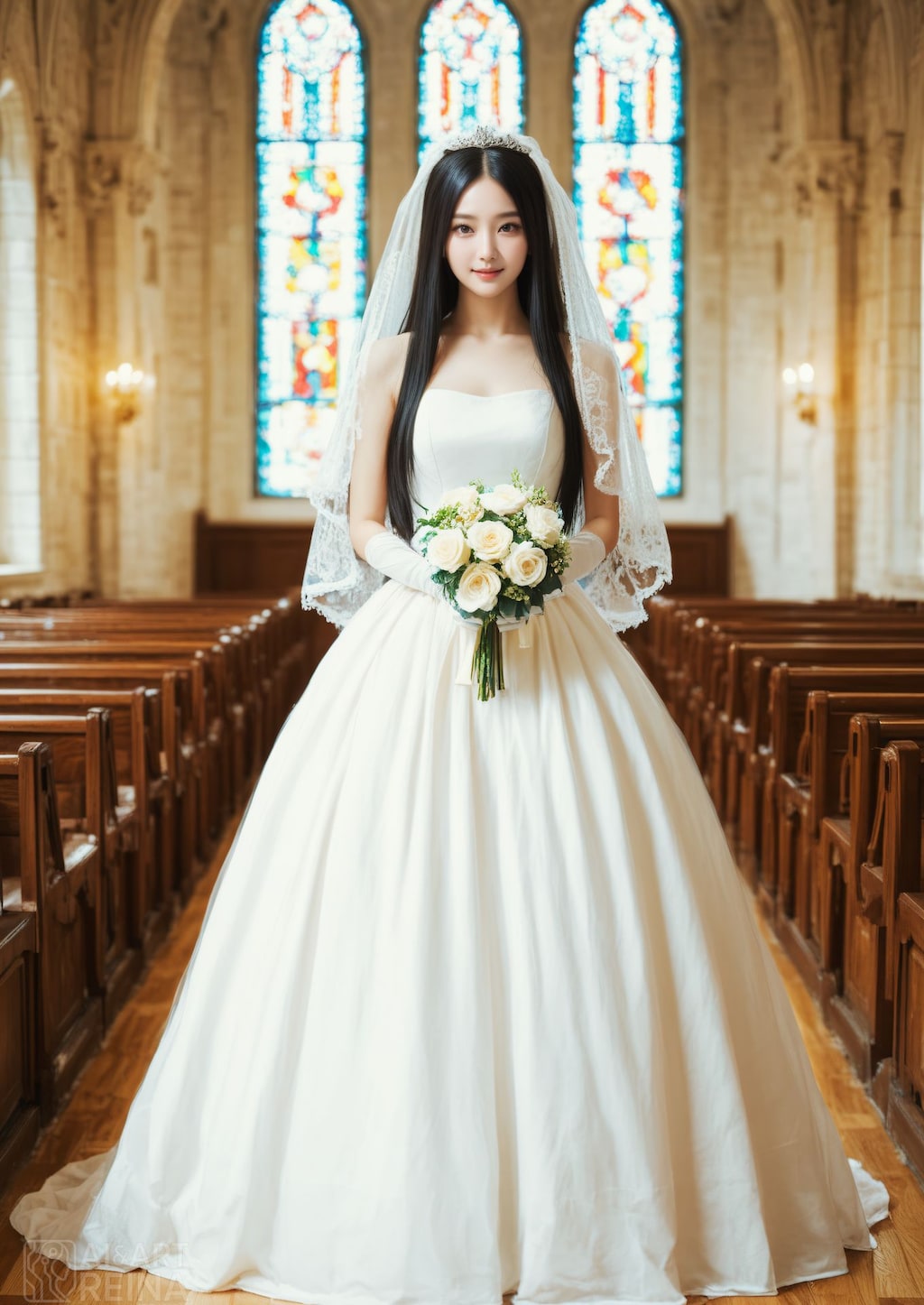 しずか 教会 ウエディング 全身