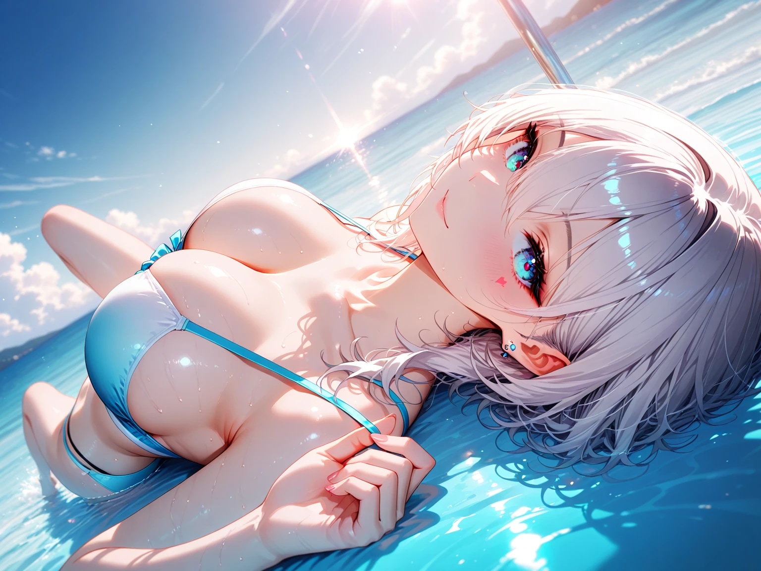 寝そべり水着美女