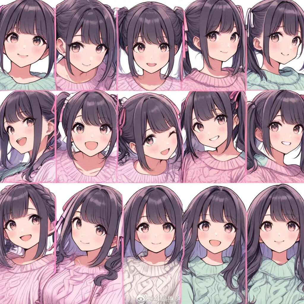 鏡の前で色々な表情をする娘