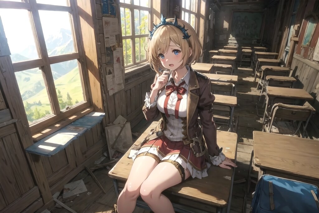 廃墟になった学校でたった一人で佇む幽霊のジータちゃん