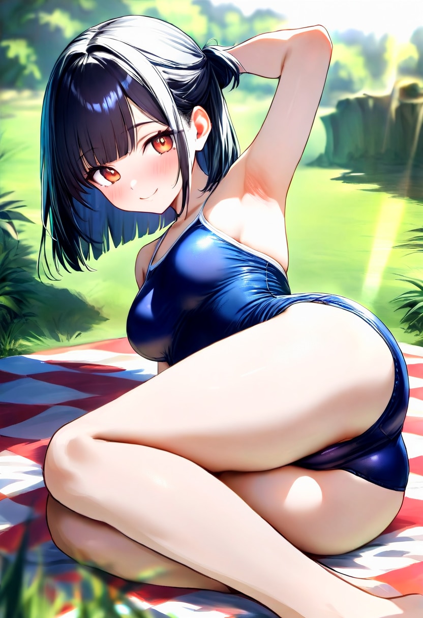 スク水日光浴