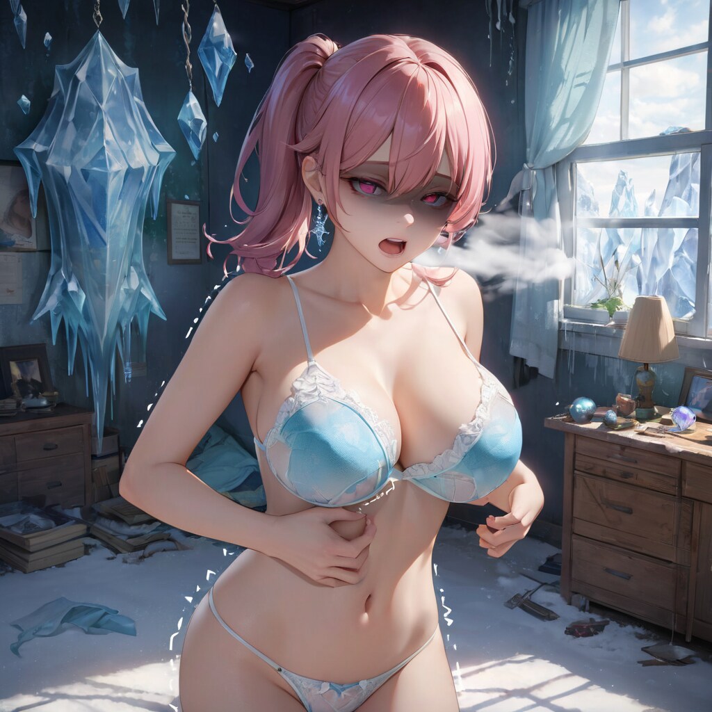 凍った部屋で氷風のランジェリーつけてる私が一番涼しいってわけ