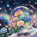 スノードームとバラの花 3枚目