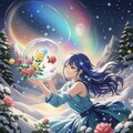 スノードームとバラの花 2枚目