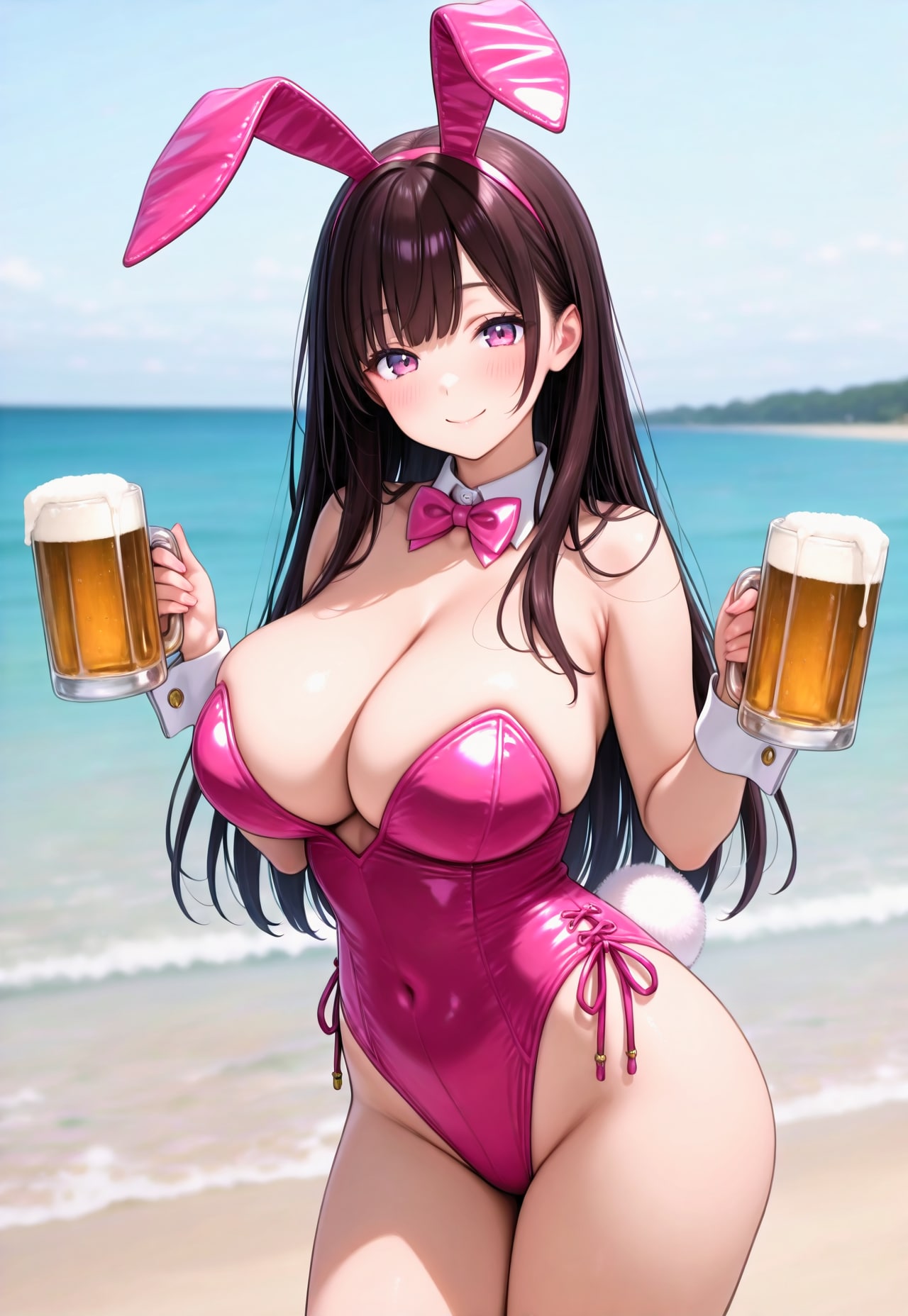 535（ビーチでビール持ってるバニーガール）