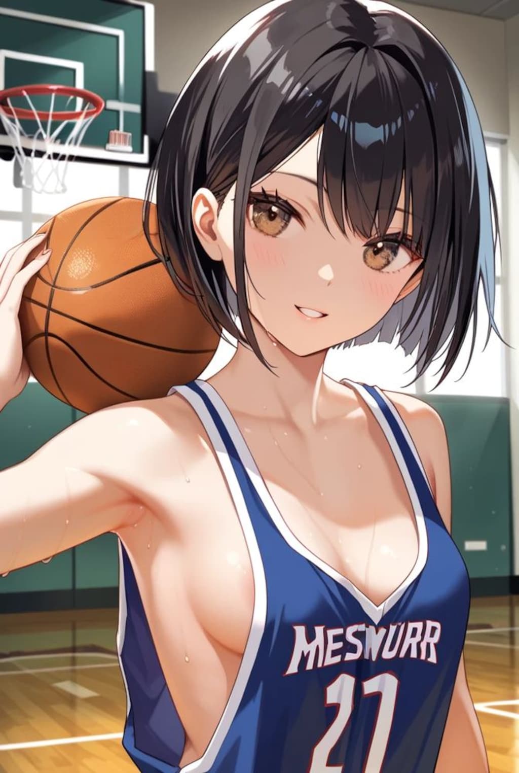 緩すぎユニフォームのバスケちゃん