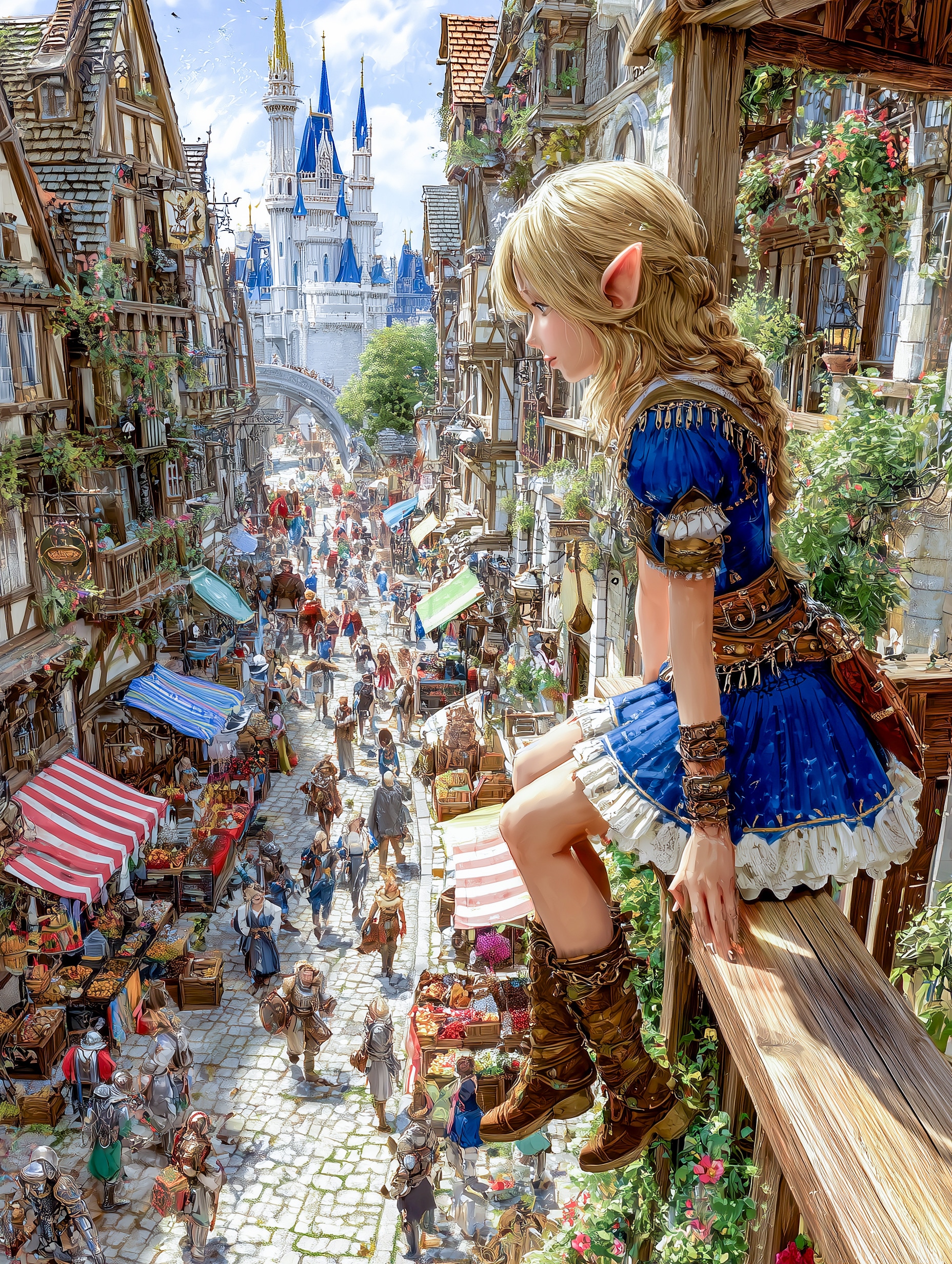 朝の街並みと冒険者 | の人気AIイラスト・グラビア