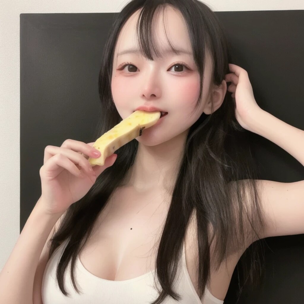 黒髪ロングでバナナの美女４９