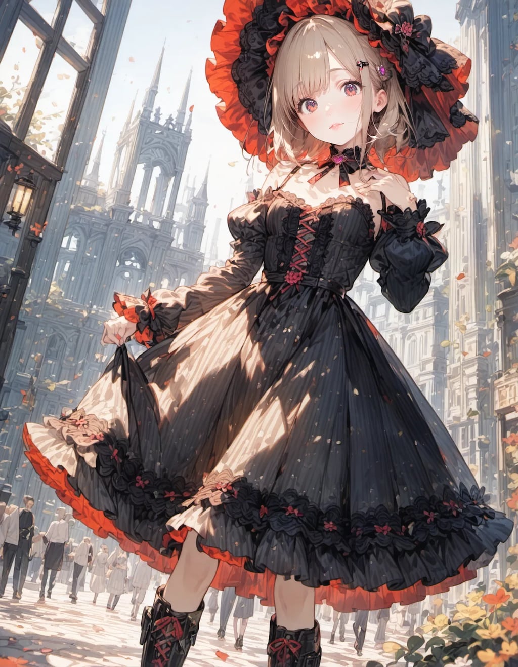 Crimson Shadows in the Square