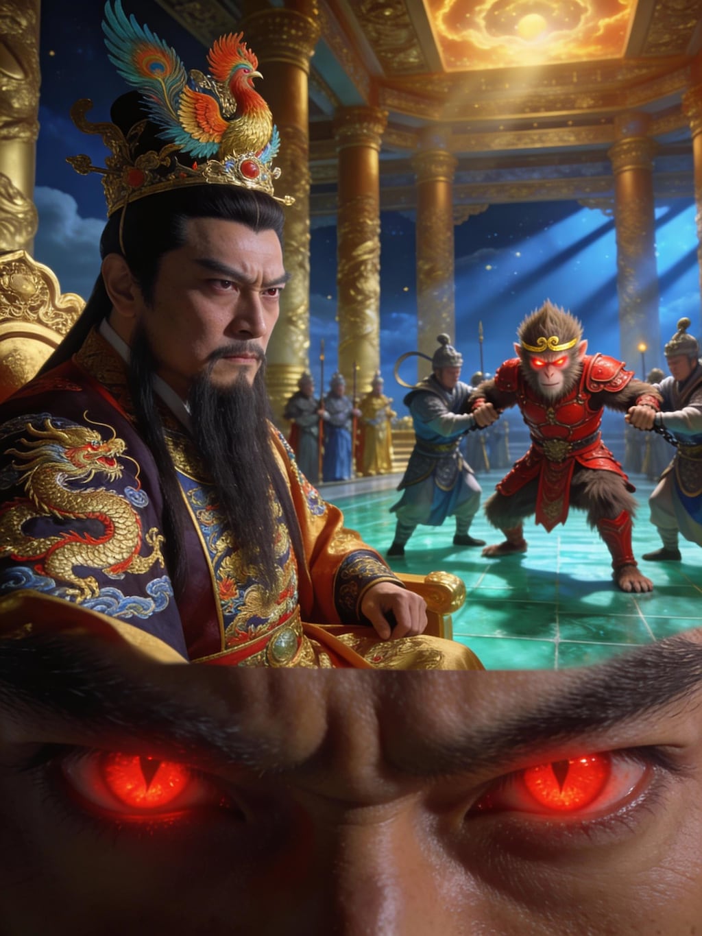 斉天大聖を天界から追放する天帝